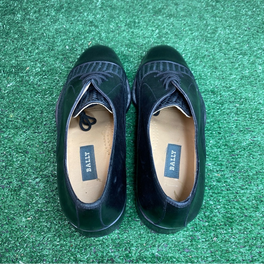 Bally Vintage Men’s 9.5 Black Woven Shoes Basket Weave Dress Shoes Made In Italy - Picture 5 of 11